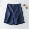 thumbnail image 6 of Joernso Women Summer Shorts Pocket Breathable Solid Color Straight Knee Length Daily Wear Loose High Waist Wide Leg Lady Shorts Female Clothes, 6 of 7