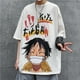 thumbnail image 2 of M-5XL 6XL 7XL 8XL Moda Playeras De gran tamaño Playera Hombres Playeras Camisa Versión coreana de One Piece Luffy print ins gráficos para hombres retro anime casual camisa de talla grande camiseta de, 2 of 4