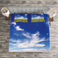 thumbnail image 3 of Ambesonne Colorful Quilted Bedspread Set 3 Pcs, Flowers Cloudy Sky, King Size, Multicolor, 3 of 3