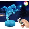 thumbnail image 1 of 3D Dinosaur Lamp LED Night Light with Remote Control, 16 Colors Selectable Dimmable Touch Switch Night Lamp Birthday Gift, Merry Christmas Gifts For Girls Men Women Children, 1 of 7