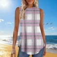 thumbnail image 2 of Htigea Plaid Tank Tops for Women Summer Crewneck Sleeveless Shirts Casual Loose Fit Tunic Blouse Pink L, 2 of 6