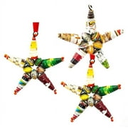 Global Crafts Multi Color Recycled Paper Stars Christmas Tree Ornament - Pack of 3