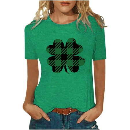 

Crop Tops for Women Tunic Tops Women s Casual Round-Neck St. Patrick s Day Printed T-Shirt Loose Short Sleeve Tops Blouse Womens Workout Tops Savings Clearance Black Shirts for Women Green M