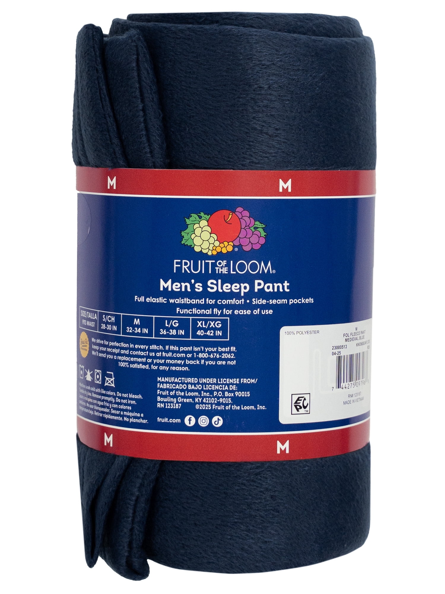 Fruit of the Loom Men's Microsueded Solid Fleece Sleep Pant, Sizes S-XL