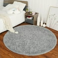 thumbnail image 6 of Junovo Round Fluffy Area Rugs For Kids Girls Princess Castle Plush Shaggy Carpet Cute Circle Nursery Rug For Kids Room Bedroom Living Room,4'x4',Gray, 6 of 7