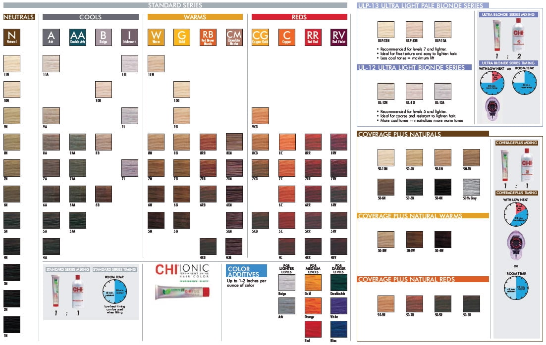 Chi Ionic Permanent Shine Hair Color Chart