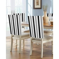nqOlkjepod Black Gray Striped Chair Covers Set of 8, Decorative Chair Back Cover, Farmhouse Stripe Art Dining Room Chair Slipcovers Removable Chair Protectors Covers for Party Banquet
