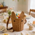 thumbnail image 4 of Hand-Woven Rabbit Basket Easter Picnic Basket with Straps, Imitation Rattan Storage Basket Backpack Flower Basket for Candy Storage Tea Picking, 4 of 6