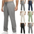 thumbnail image 1 of Men's Casual Pocket Drawstring Solid Color Elastic Waist Cropped Pants, 1 of 9