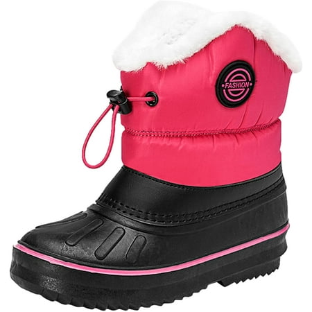 

QWZNDZGR Baby Boy Girl Snow Boots Waterproof Winter Warm Cotton Sole Stitching Buttons Boots Prewalker Soft Ankle Premium Booties