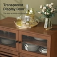 thumbnail image 3 of VEANERWOOD Sideboard Buffet Cabinet, Modern Farmhouse Coffee Bar Cabinet with Glass and Louvered Door, Wood Kitchen Table with Adjustable Shelves for Kitchen, Dining Room, 3 of 8