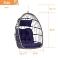 thumbnail image 2 of AOOWOW Gray Hanging Egg Chair Without Stand, Wicker Swing Chair with Dark Blue Cushion, 350lbs Indoor Outdoor Use, 2 of 5