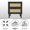 thumbnail image 5 of Sango Orre 2-Drawer Mid-Century Nightstand with Rattan Detail, Black/Brown, 5 of 7