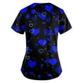 thumbnail image 3 of UoCefik Valentines Womens Scrubs Plus Size Graphic Nurse Love Heart Print Short Sleeve Working Uniform V Neck Holiday Scrub Tops with Pockets Loose Tshirts 无 Dark Blue L, 3 of 3