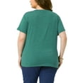 thumbnail image 3 of Agnes Orinda Women's Plus Size T-Shirts Notched V Neck Rolled Short Sleeve Soft Casual Summer Tees Tops 2025 5X Green, 3 of 6