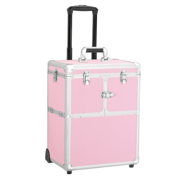 Topeakmart Professional Rolling Makeup Case Lockable Aluminum Makeup