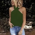 thumbnail image 2 of cfhntfmh Going out Tops for Women Trendy Cross Collared Sleeveless Tank Tops Casual off Shoulder Backless Solid Cami Shirts, 2 of 6