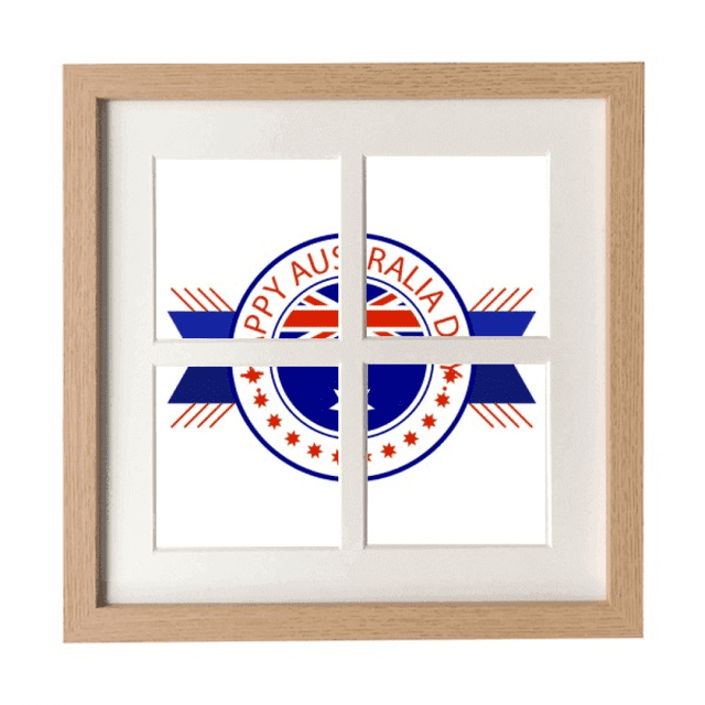 Happy Australia Day Flag Illustration Frame Wall Tabletop Display 4 Openings Picture