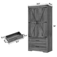 thumbnail image 2 of Blotout 2 Door Farmhouse Armoire Wardrobe Closet With 2 Drawers, 70" Tall Wooden Wardrobe Cabinet with Hanging Rod and Adjustable Shelves for Bedroom, Grey, 2 of 8