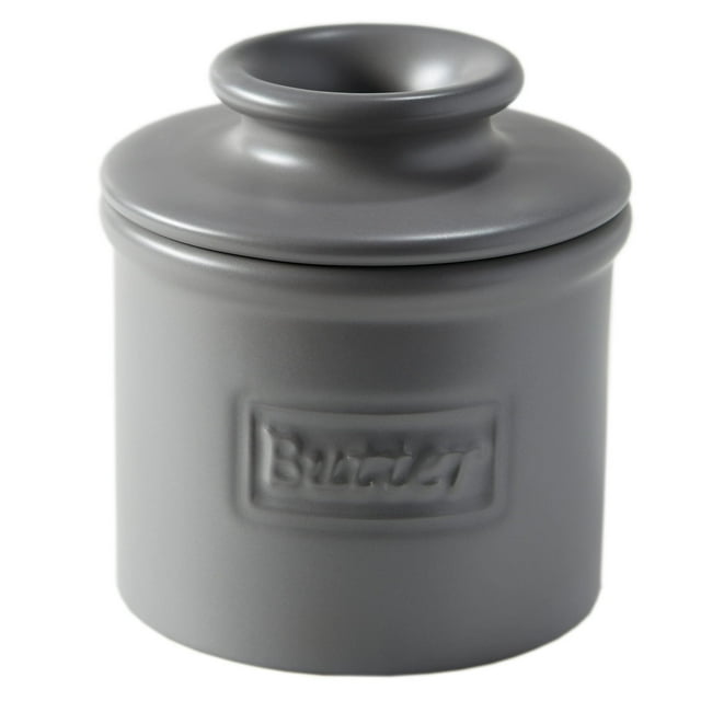 Butter Bell - The Original Butter Bell crock by L Tremain, a Countertop French Ceramic Butter Dish Keeper for Spreadable Butter, Caf脙漏 Matte Collection, Steel Gray