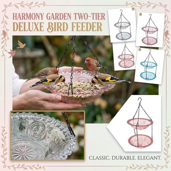 Bird Feeders for Outdoors Hanging Hanging Bird Bath Metal Bird Feeder Wild Bird Feeder Finch Feeder 22" Blue Double Layer Hanging Bird Feeder with 2 Trays 1 Chain Box Pack