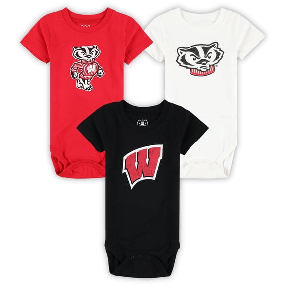 Infant Wes & Willy Wisconsin Badgers Three-Pack Bodysuit Set