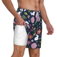 thumbnail image 4 of Xecao Floral Rabbit for Men's Swimming Trunks Swim Trunks Quick Dry Swim Shorts with Mesh Lining Funny Swimwear Bathing Suits, 4 of 9