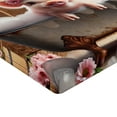 thumbnail image 2 of Ambesonne Rustic Fitted Sheet, Floral Pig Bubbly Barn Bath, Full Size, Pink and Redwood, 2 of 3