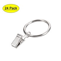 Uxcell 1.25" Inner Dia Curtain Clip Rings Metal Silver Tone Chrome Plated 24 Pack