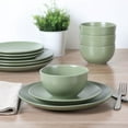thumbnail image 3 of Gibson Home Queensland Green 12-Piece Stoneware Dinnerware Set, 3 of 9