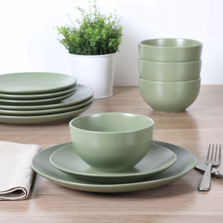 Gibson Home Queensland Green 12-Piece Stoneware Dinnerware Set