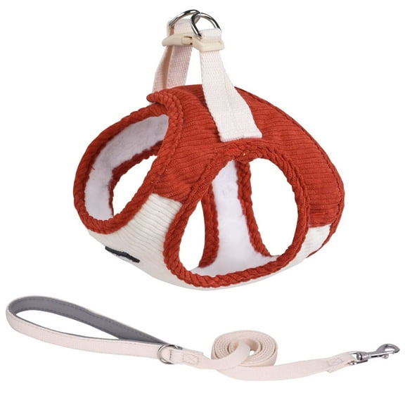 AIITLE Step-in Plush Dog Harness–Soft Plush, AIITLE Step in Vest Harness for Small and Medium Dogs Pet Supplies - Red Corduroy, L