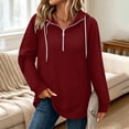 thumbnail image 5 of Horkkom Quarter Zip Pullover Women Casual Tunic Drawstring Tops Fashion Solid Color Comfort Hoodie with Pockets L, 5 of 7