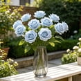 thumbnail image 4 of Singles Artificial Rose Stems With Leaves And Wedding Bouquet Decorative Florals Accents And Faux Flower Available In 5 Colors, 4 of 6