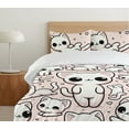 thumbnail image 4 of Ambesonne Kitty Duvet Cover Set, Kawaii Cat in Muted Colors, Queen, Black White Pale Rose, 4 of 4