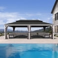 thumbnail image 2 of PURPLE LEAF 14' x 24' Hardtop Gazebo Double Galvanized Steel Roof Upgrade Curtain Outdoor Gazebo Awning for Patio Lawn Garden Grey, 2 of 9