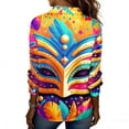 thumbnail image 6 of Womens Mardi Gras Shirt Button Down Carnival Party Long Sleeve Tops Masquerade Purple Gold Green 2026 Tshirt (Gold, L), 6 of 6