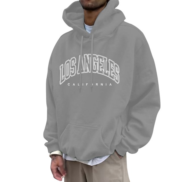 LUOGENLI Chandails à Capuche pour Hommes Graphiques Mode Décontractée pour Hommes Lettres Partie Imprimée Chandail à Capuche à Enfiler Manches Longues Chandail à Capuche pour Hommes Chandails à Capuche à Fermeture Éclair 3TG Gris1 Taille g