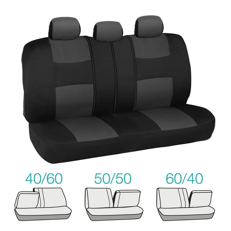  BDK PolyPro Car Seat Covers Full Set in Charcoal on Black –  Front and Rear Split Bench for Cars, Easy to Install Cover Set, Accessories  Auto Trucks Van SUV : Automotive