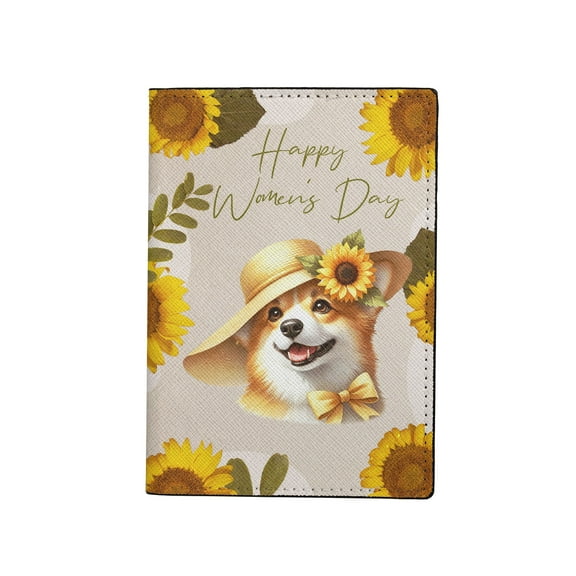 Happy Women's Day Corgi Sunflower Vintage Proud Mom Travel Passport Wallet Welsh Corgi Dog Lover Gifts Idea PU Leather Passport Holder Cover - 02030
