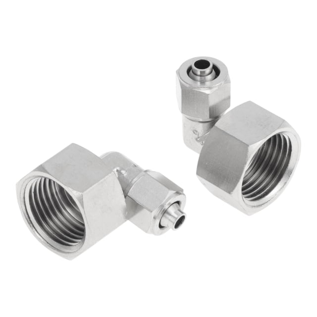 Conectores de aire Push to Connect de Unique Bargains 5/16" 90 Grados Rosca Femenina Conector de Cobre Niquelado 1/2"BSPT 2 Pcs Tono Plateado