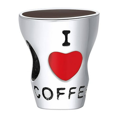 Love Coffee Charm European Bead Sterling Silver Ginger Lyne Collection