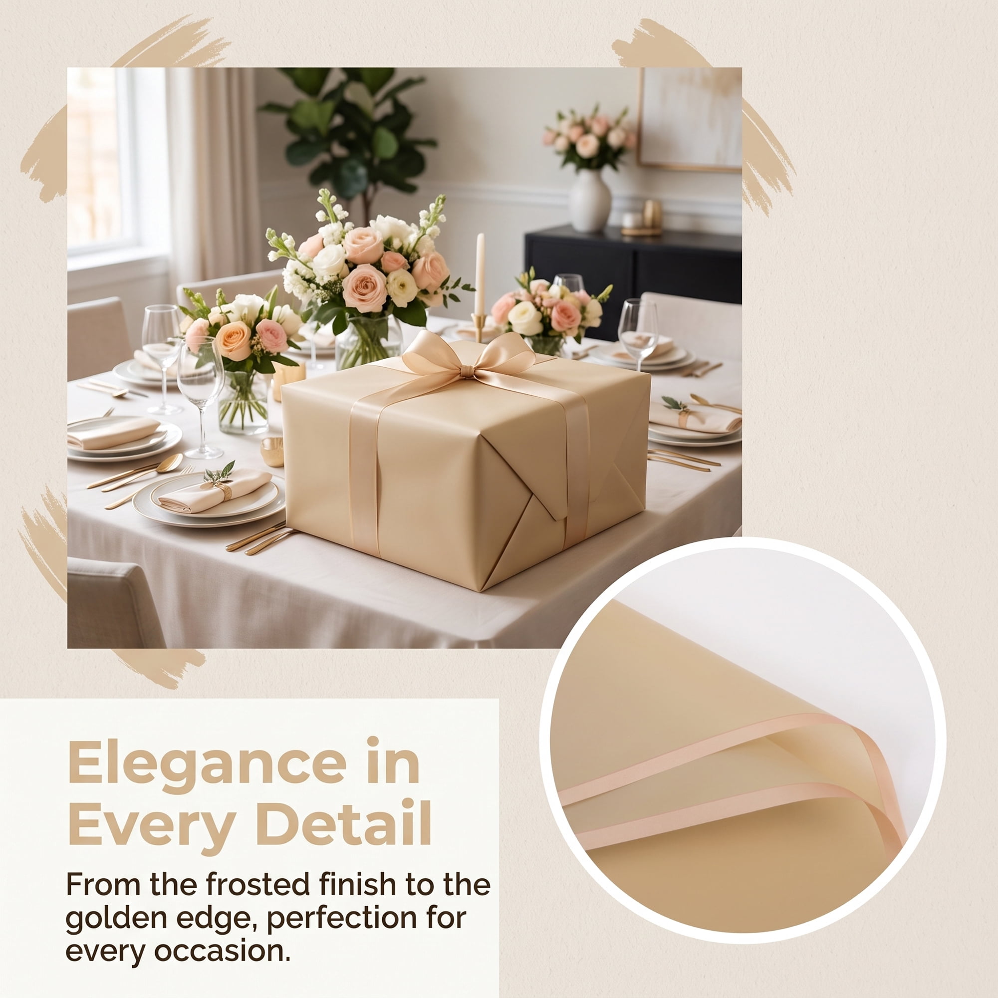 Unique Bargains 20Pcs Waterproof Matte Gift Wrapping Paper Sheets Khaki Grey 22" x 22"