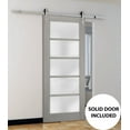 thumbnail image 4 of Sturdy Barn Door 18 x 96 inches Frosted Glass | Quadro 4002 Grey Ash | Top Mount Stainless Steel 6.6FT Rail Hangers Heavy Set | Solid Panel Interior Doors, 4 of 6