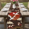 thumbnail image 4 of Japanese Style Table Runner 108 Inches, Modern Cranes Cherry Flower Wave Brown Bed Runner Dresser Scarves Tabletop for Indoor Outdoor Parties/Ceremony/Banquet, 13"x 108", 4 of 8