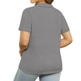 thumbnail image 6 of Women Plus Size Collared Shirts V Neck Summer Dressy Casual Blouses Loose Athletic Polos Cozy Pullover Tops Gray, 5XL, 6 of 6