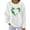 02 White, variant on Fewfanhot Women's Clothing St. Patricks Day Shamrock Sweatshirt Raglan Sleeve Clover Print Jumper Irish Crew Neck Pullover Tops