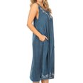 thumbnail image 4 of Sakkas Ilaria Women's Midi Sleeveless Casual Loose Flare Print Dress Caftan Pocket - TD42-803-Navy - One Size, 4 of 5