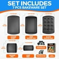 thumbnail image 2 of Stackable Baking Pan Set - Deluxe Nonstick White Marble Coating, Carbon Steel Bakeware Set, Recipe Booklet Included, Oven Safe (Up to 450° F), Set of 7 - Black, 2 of 4