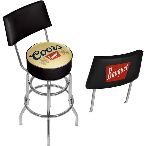 Trademark Coors Banquet 40" Padded Bar Stool with Back, Chrome
